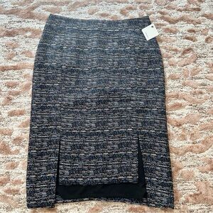 Halogen Tweed Midi Blue and Black Pencil Skirt Size 8 NWT